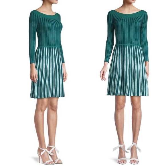 Emporio Armani Knit Three-Quarter Sleeve Two Toned Dress - Picture 3 of 12